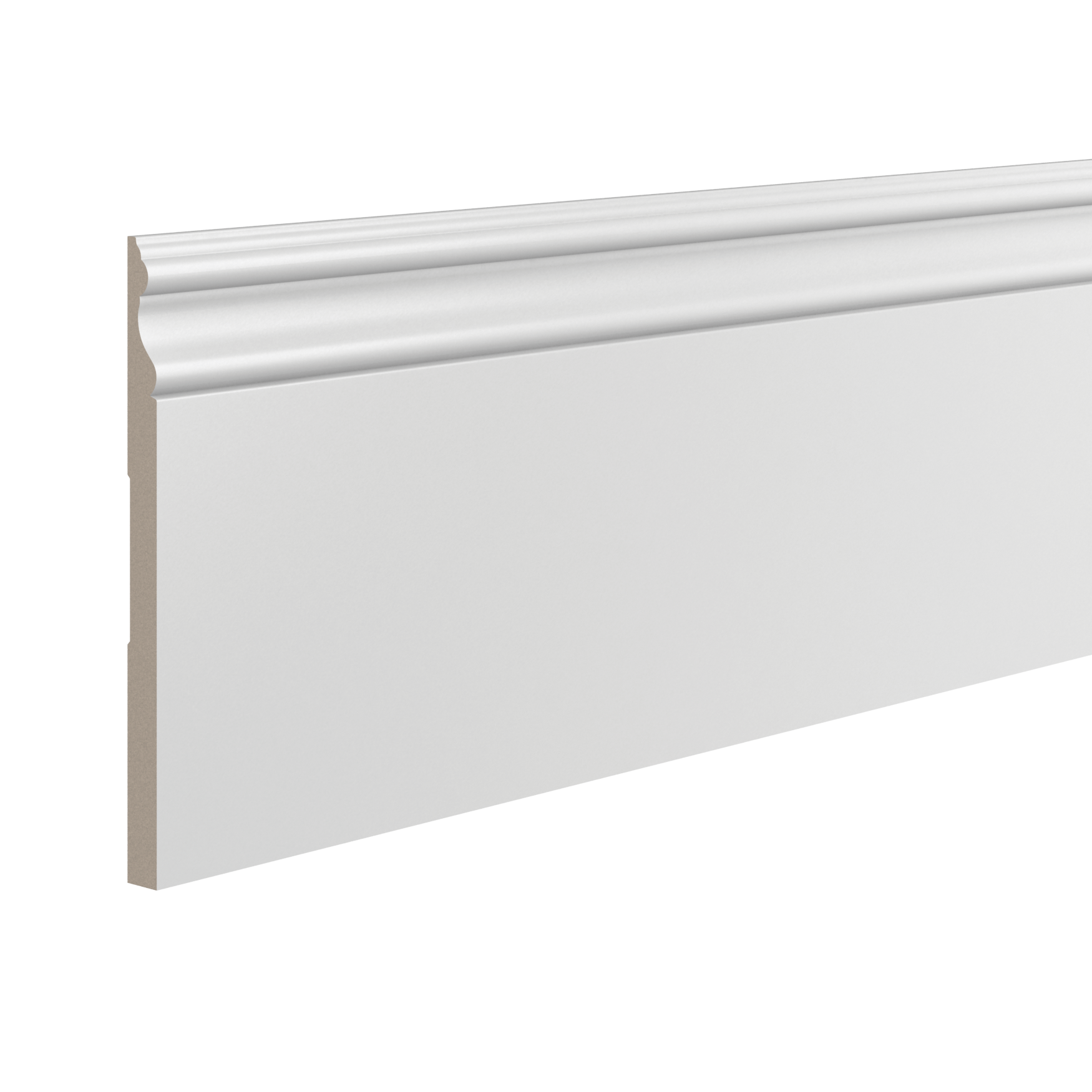 Плинтус белый Ultrawood арт. Base 0005 p (2000 x 219 x 15 мм.)